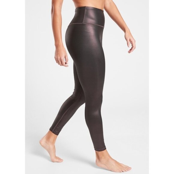 Athleta Elation Ultra Rise Shimmer Tight Leggings in Antique Burgundy, Size SP - Picture 3 of 12